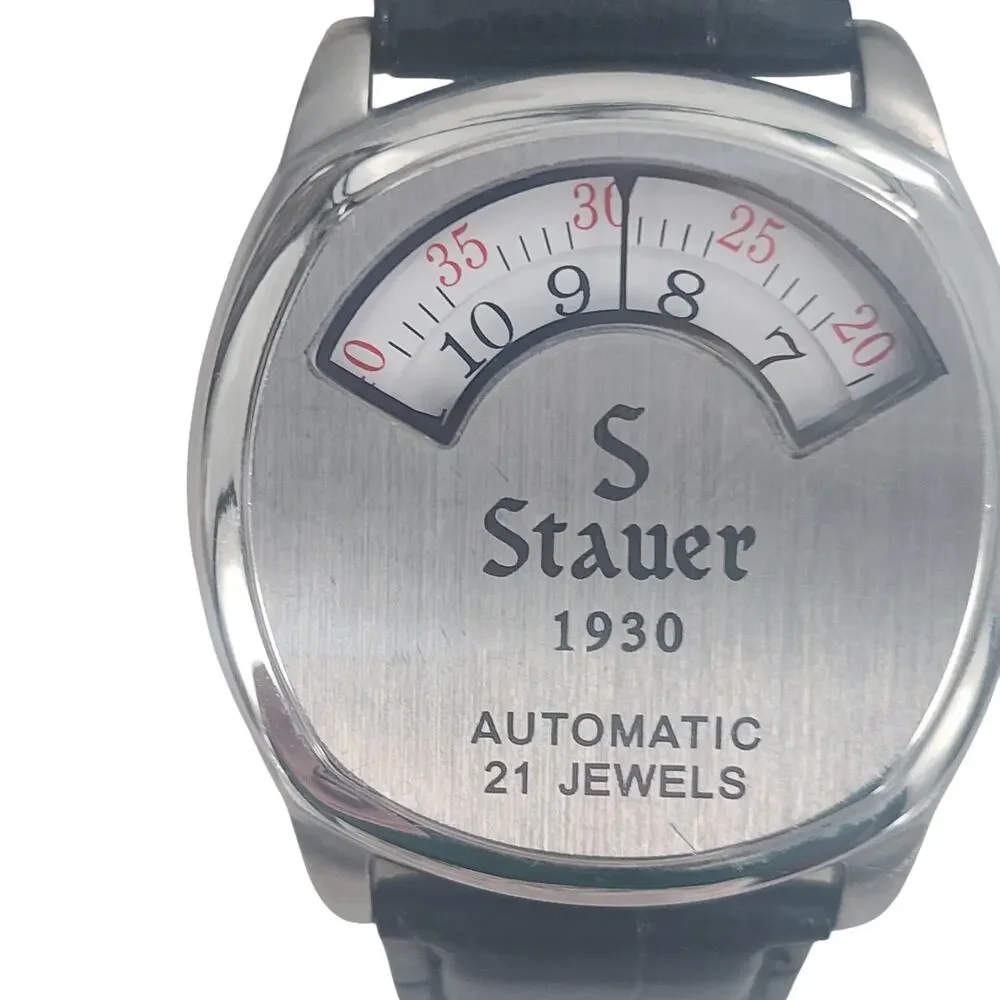 Stauer 1930 Automatic Men's Watch - Silver Dial, Black Strap